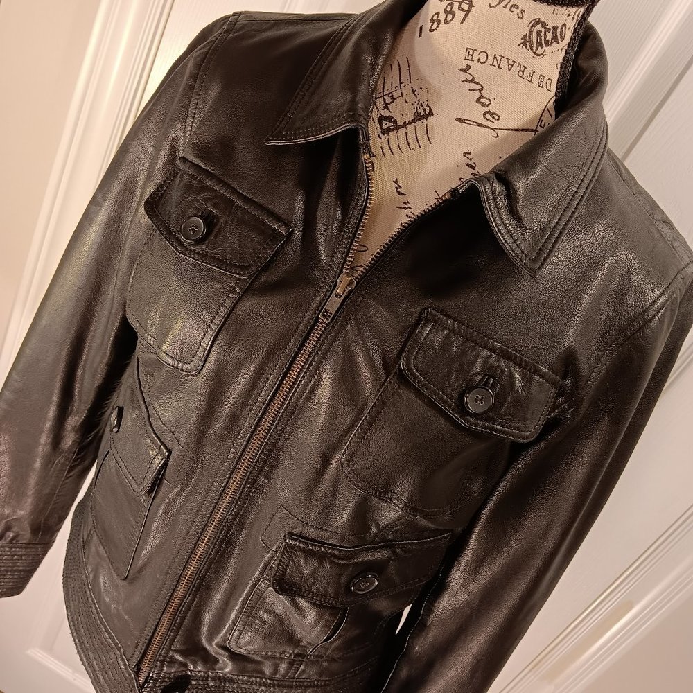 Lucky Brand Leather Jacket Black Women's Size Small